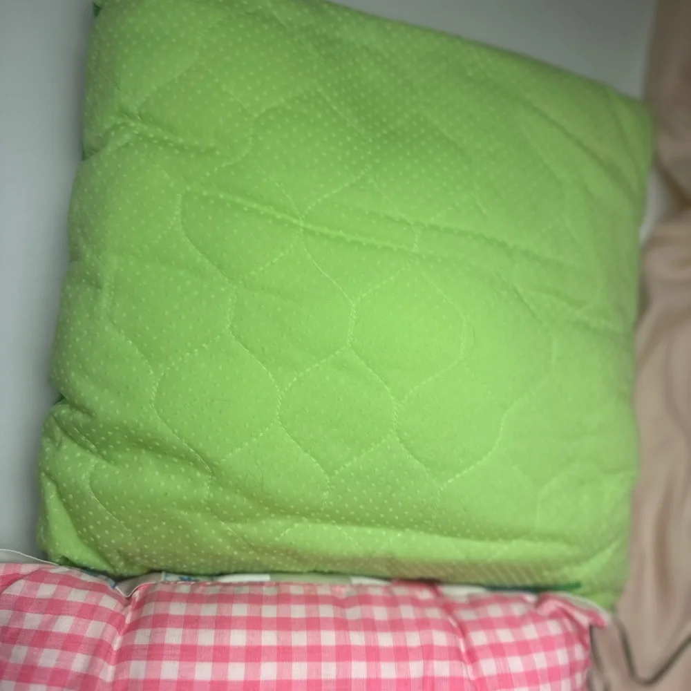 Ribbon Pillows By Marsha Lot;2 Small Fairy/Cottage Core Green & Pink Pillows NWT